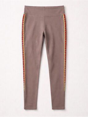 Carbon38 La Plage Crochet Stitch Side Stripe Leggings Size XS Brown/Gray